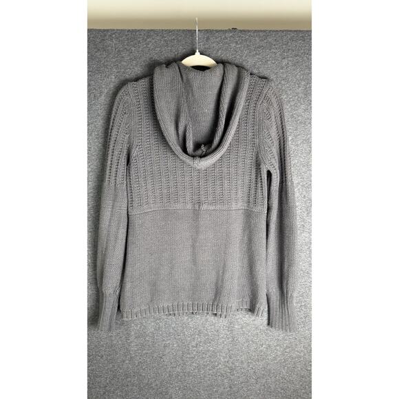 CALVIN KLEIN Women’s Gray Hooded Knit Cardigan Sweater Size Large Fall Cozy - Picture 3 of 12